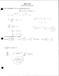 Sample Quiz 3 with Solutions - Calculus II | MATH 1220 - Docsity