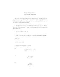 Sample Midterm Exam 1 - Differential Calculus | MTH 251 | Exams ...