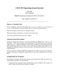 Programming Assignment 2 for Operating System Kernels | CSCE 351 - Docsity