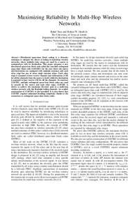 Maximizing Reliability in Multi Hop Wireless Network - Paper | L A 1