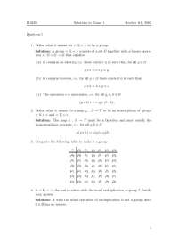 Solutions to Exam 1: Group Theory