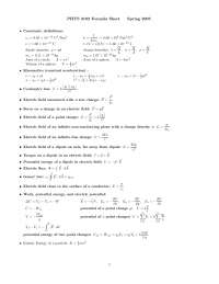 Introduction to General Physics for Technology - Formula Sheet | PHYS ...