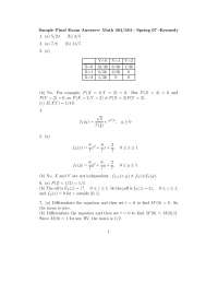 Sample Final Exam with Answers - Theory of Probability | MATH 464 ...