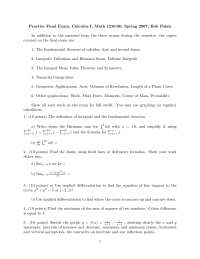 Calculus I - Practice Final Exam | MATH 1210 - Docsity