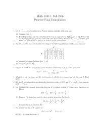 Practice Final Exam - Introduction to Probability | MATH 5010 - Docsity