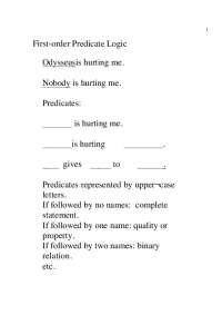 First Order Predicate Logic - Lecture Notes | PHL 313Q
