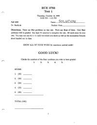 Solutions to Sample Test 1 - Signals and Systems | ECE 3793 - Docsity