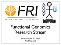 Lecture Slides on Functional Genomics Research Stream | NSC 109