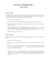 Homework #5 Problems - Digital Image Processing | ECE 468 - Docsity