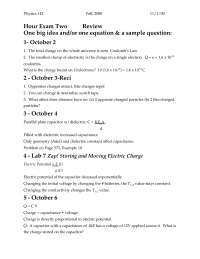 Exam II Review - Elementary General Physics II | PHYS 142 - Docsity