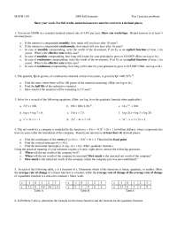 Test 3 Practice Problems for Introduction to Mathematical Modeling ...