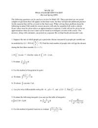 61 Questions on Calculus II - Final Exam | MATH 129 - Docsity