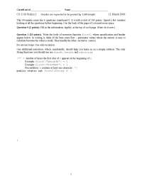 5 Solved Questions for Exam - Introduction to Computing Using Java | CS ...