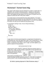 Sorted Vector Bag - Worksheet 7 | CS 261 - Docsity