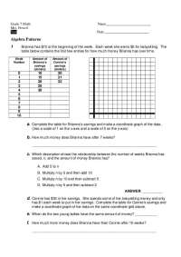 Algebra Patterns: Brianna and Connie's Savings and Video Rental Store Fees - Prof. Pamela 