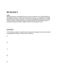 Cost Transcriptional Regulation of Gene Expression - Quiz 8 | BIO 344