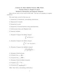 5 Unsolved Problems on Calculus II - Examination 2 | MATH 1220 - Docsity