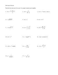Derivative Review Sheet - Vector Analysis | MATH 223 - Docsity