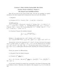 Solved Practice Exam 3 for Calculus I | MATH 1210 - Docsity