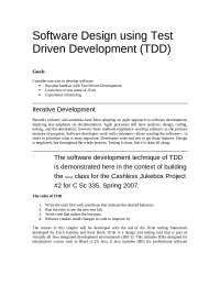 Notes on Software Design using Test Driven Development | C SC 335 - Docsity