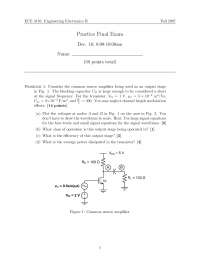 Practice Final Exam for Engineering Electronics II | ECE 3110 | Exams ...