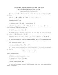5 Questions on Exam 1 - Calculus III | MATH 2210 - Docsity
