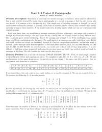 Introduction to Linear Algebra - Cryptography - Project II | MATH 215 ...