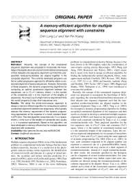 Memory Efficient Algorithm for Multiple Sequence Alignment - Thesis ...