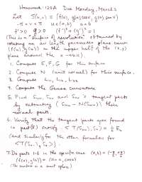 Homework with Answer Key for Differential Geometry | MATH 120A - Docsity