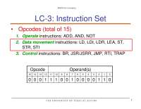 LC-3: Instruction Set - Lecture Slides | BME 303 - Docsity