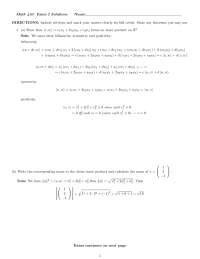 Matrix Analysis - Exam 1 Questions with Solutions | MATH 410 - Docsity