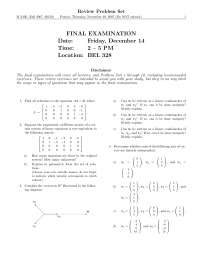 Review Problem Set for Final Exam | Matrices and Matrix Calculations ...