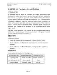 Population Growth Modeling - Ecology - Laboratory | BIO 340 - Docsity