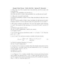 10 Questions of Theory of Probability - Final Exam | MATH 464 - Docsity