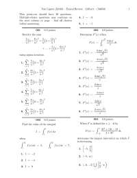 Exam 1 Review - Sample Problems - Integral Calculus | M 408L - Docsity