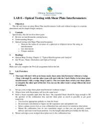 Optical Testing with Shear Plate Interferometers | OPTI 471A - Docsity