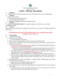 Laboratory 6: Off Axis Aberrations | OPTI 471A - Docsity