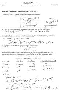 Solutions for Exam 2 - Signals and Systems | ECE 351 - Docsity