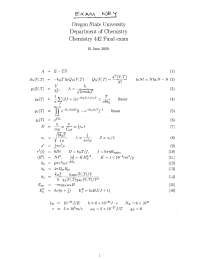 Final Exam Answer Key - Physical Chemistry - 2008 | CH 440 - Docsity