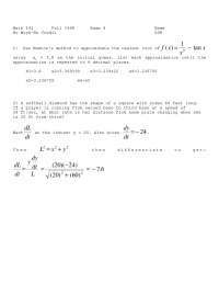 Exam 4 Questions with Solutions - Calculus I | MATH 141 - Docsity