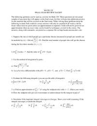Final Exam Review | Calculus II | MATH 129 - Docsity