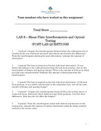 Lab 8: Shear Plate Interferometer and Optical Testing | OPTI 471A - Docsity