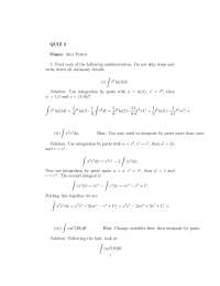 Solutions to Quiz 2 Problems - Calculus II | MATH 129 - Docsity
