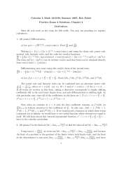 Calculus I - Solved Practice Exam 2 | MATH 1210 | Exams Calculus | Docsity