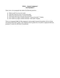 An Introduction to Journal - Assignment 1 | M 316 - Docsity