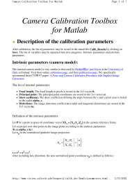 Camera Calibration Toolbox for MATLAB - Lab 10 | OPTI 471A - Docsity