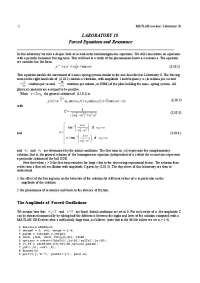 Forced Equations and Resonance - Laboratory #10 | MAT 275