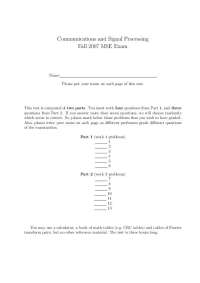 Communications and Signal Processing - Exam Questions | EEE 203