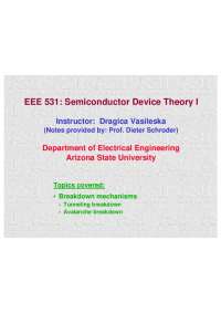 Notes on Breakdown Mechanisms - Semiconductor Device Theory I | EEE 531