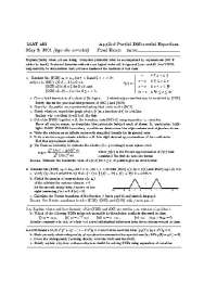 4 Questions Final Exam - Applied Partial Differential Equations | MAT 462